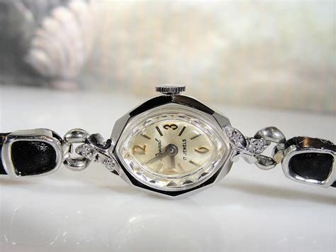 Women’s Wrist Watch, DUVAL Art Deco White Gold and Diamond Mechanical Wrist Watch, Wind Up Watch ...