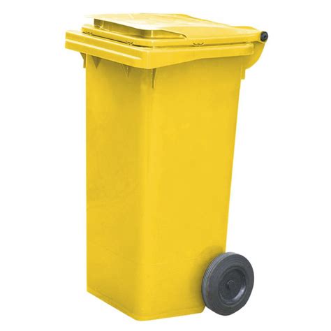 Conteneur plastique jaune 2 roues, 120 L | HSE Center