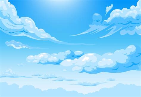 Free Vector | Realistic blue sky with clouds composition rays of sun peek out from behind the clouds