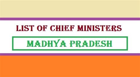 List of Chief Ministers of Madhya Pradesh (1956-2023): First Female CM ...