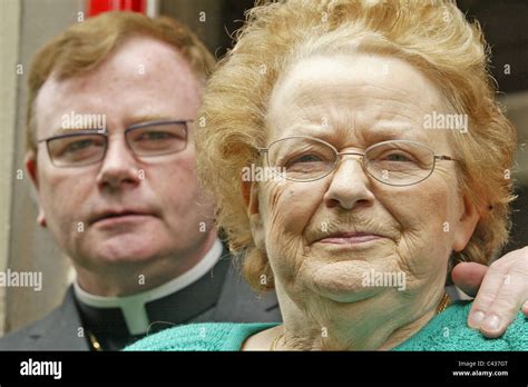 Bishop Pat Buckley with his mother Mrs Josephine Buckley outside the Oratory in Larne, County ...