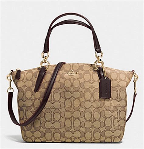 Luxurycometrue: Coach Small Kelsey Satchel In Signature - Khaki ...