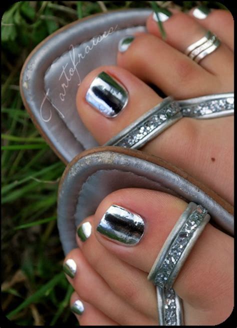 silver | Toe nails, Silver nails, Nail polish