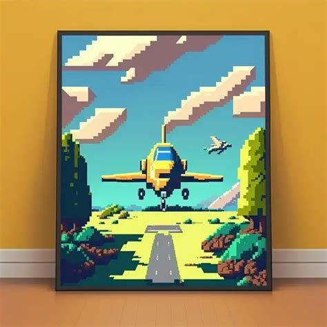 Airplane, pixel game style poster Midjourney Prompt - promptsideas.com