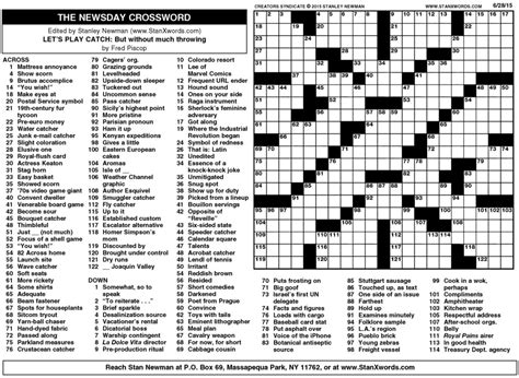 Newsday Sunday Crossword Printable