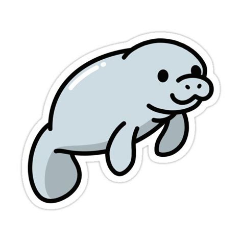 Manatee Sticker by littlemandyart in 2021 | Preppy stickers, Cute manatee drawing, Cute stickers