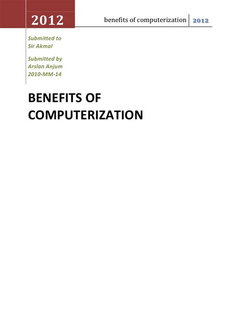 Benefits of Computerization | PDF | Automation | Cheque