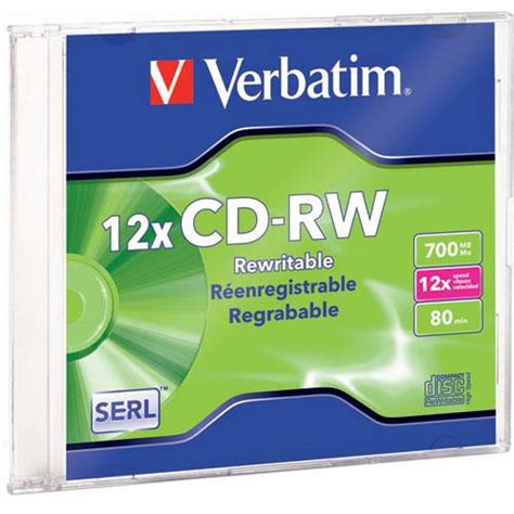 Verbatim CD-RW 700MB Rewritable Disc 95161 B&H Photo Video