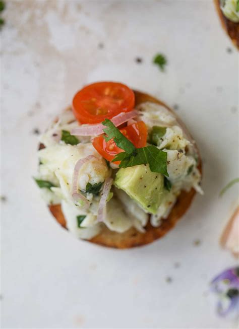 Crab Salad Toasts - Crab Avocado Salad on Buttered Garlic Toast