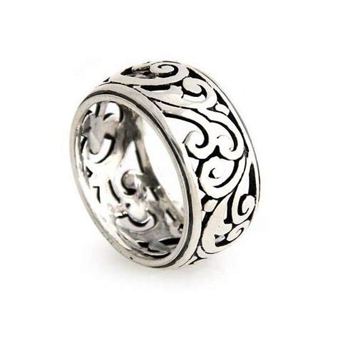 NOVICA Hand Made Sterling Silver Band Ring (€48) liked on Polyvore featuring jewelry, rings ...