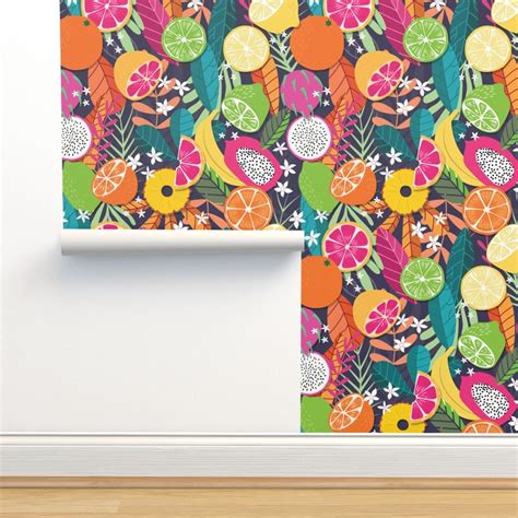 Fruit Wallpaper Fruit Tropical Pattern 050 by Bluelela - Etsy