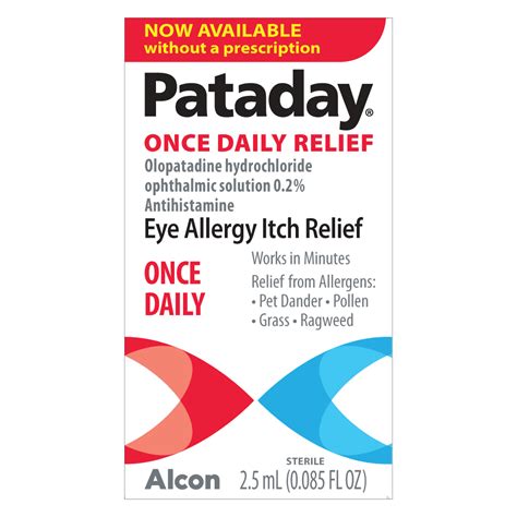 Pataday Eye Drops for Eye Allergy Itch Relief and Dry Eyes, 2.5ml ...