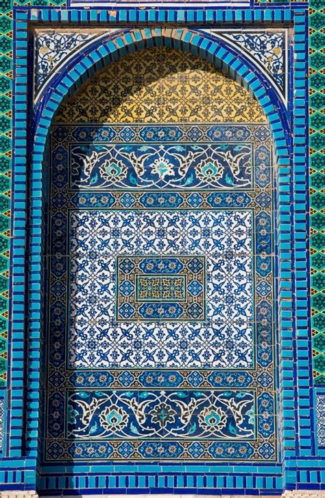 Arabic Mosaic Tile Details on Al-Aqsa Mosque, Dome of the Rock Stock Photo - Image of stone ...