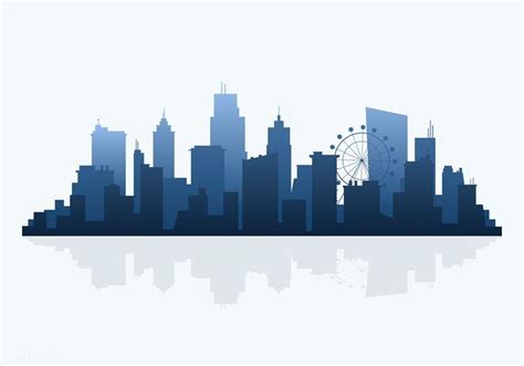 Blue silhouette cityscape background vector | free image by rawpixel.com / Aum | Skyline mural ...