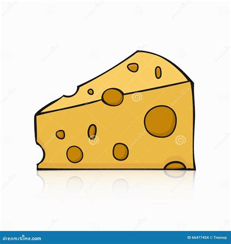 Drawing Cheese Emmental Isolated At White Background Stock Illustration ...