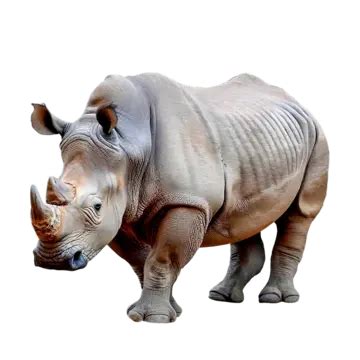 Portrairt Front View Rhino On White Background, Rhino, Animal, Rhinoceros PNG Transparent ...