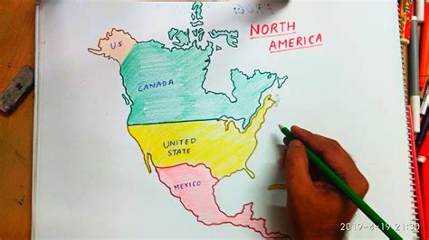 How to draw North America map easily step by step - YouTube