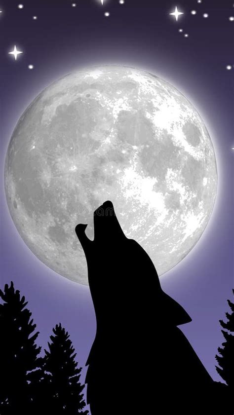 Phone Screensaver. a Wolf Howling at the Moon Stock Illustration ...