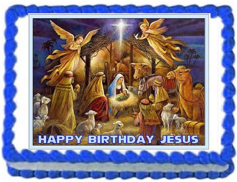 Nativity Christmas Jesus Birthday Image, Edible Cake Topper Frosting Sheet - Walmart.com