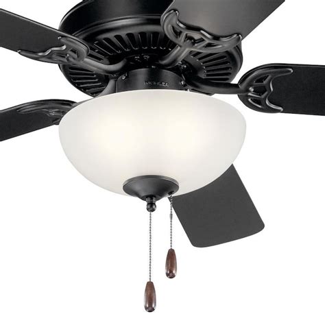 Kichler Basics 52-in Satin Black Indoor Ceiling Fan with Light Kit (5 ...