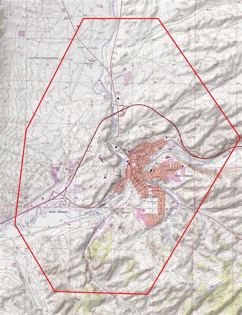 USGS topographic map of Rock Springs, Wyoming showing the area covered... | Download Scientific ...