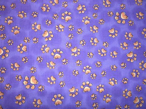 Fabric Cat Dog Paw Print Fabric Toss Pet Paws on Purple Fabric - Etsy