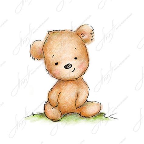 The Drawing of Cute Teddy Bear. Printable Art. Digital File. Instant ...