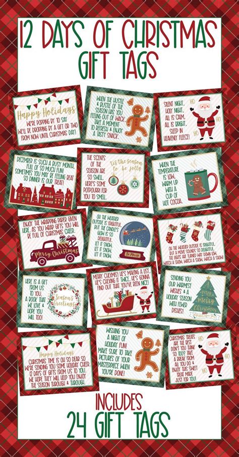 12 Days of Christmas Gift Tags Printable 12 Days of Christmas Gifts Secret Santa Gift Neighbor ...