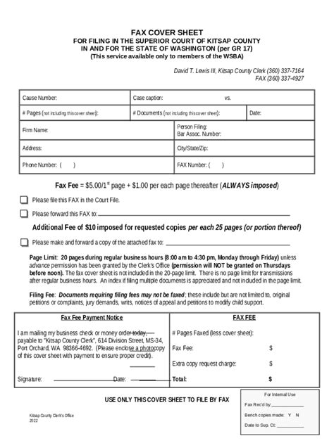 Fax Cover Sheet - Kitsap County Doc Template | pdfFiller