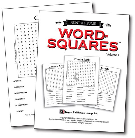 Print-at-Home Word-Squares – Kappa Puzzles