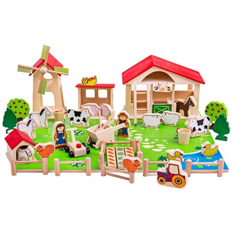 Bigjigs Toys 48 Piece Wooden Farm Set | Wilko