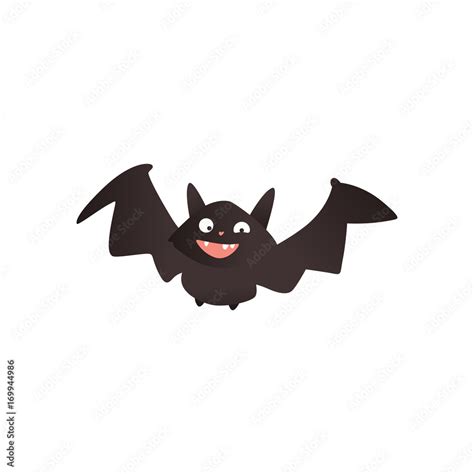 Funny vampire bat flying with wide spread wings, traditional Halloween ...