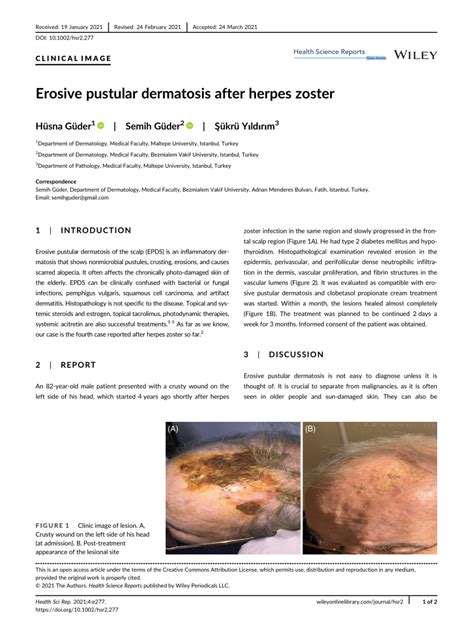 (PDF) Erosive pustular dermatosis after herpes zoster