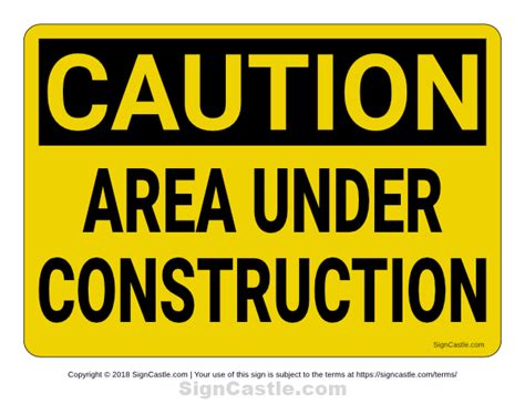 Free printable "Area Under Construction" sign. Download it at https ...