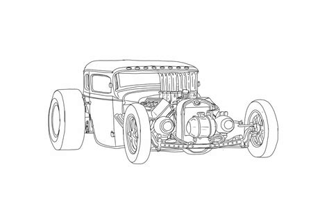 Rat Rod Coloring Pages Sketch Template | Cool car drawings, Cars ...