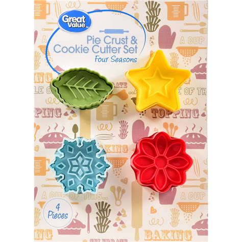 Great Value Pie Crust & Cookie Cutter Set, Four Seasons, 4 Count ...