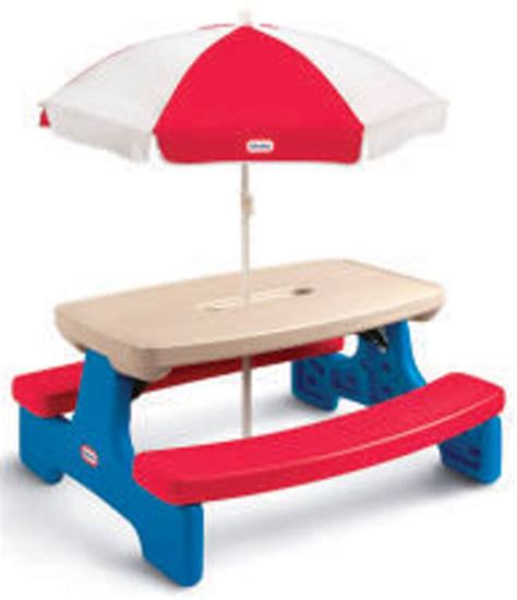 Little Tikes - Easy Store - Large blue & red Picnic Table with Umbrella | Toys R Us Canada