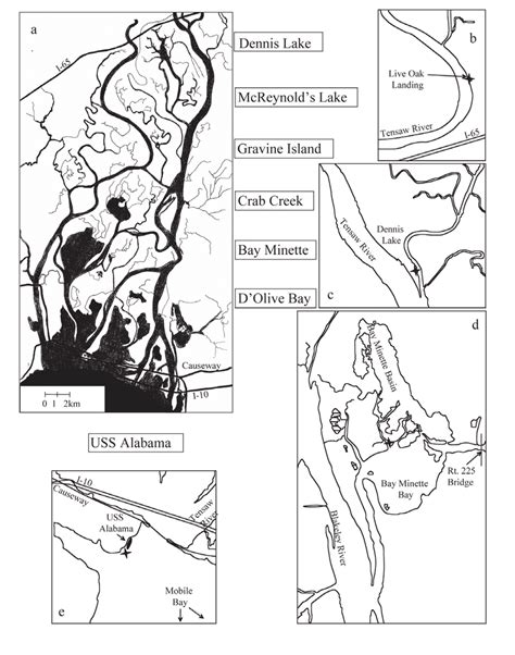 (a) Map of the Mobile Delta with locations of monthly sample sites ...