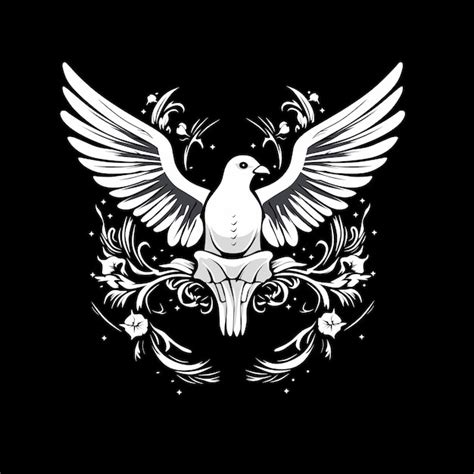 Premium Vector | Black and white dove logo illustration design with ...