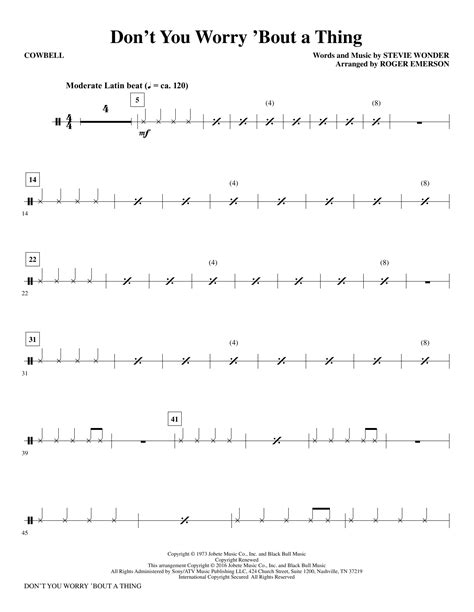 Don't You Worry 'Bout a Thing - Cowbell at Stanton's Sheet Music