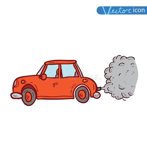 Car emitting smoke, Vector stock vector. Illustration of ecology - 63102365