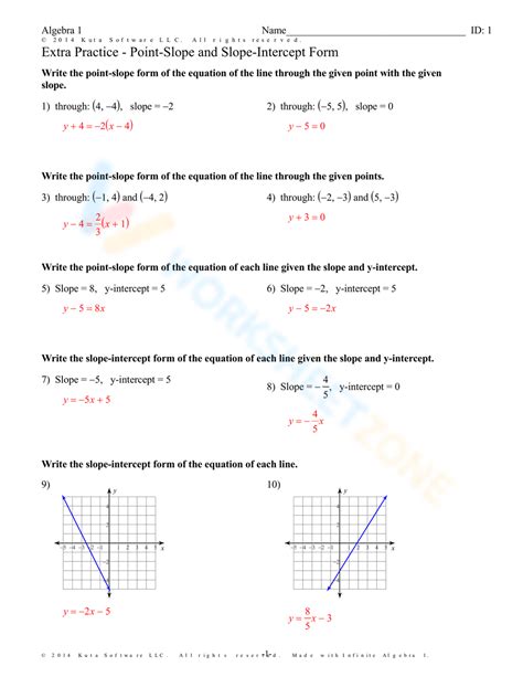 Point-Slope And Slope-Intercept Form Worksheet - Worksheets Library