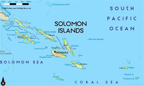 Large physical map of Solomon Islands with large cities | Solomon Islands | Oceania | Mapsland ...