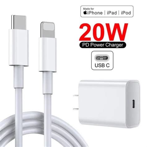 iPhone 7 8 x xs 11 12 pro max fast charger 20W USB-C (PD) Type C to ...