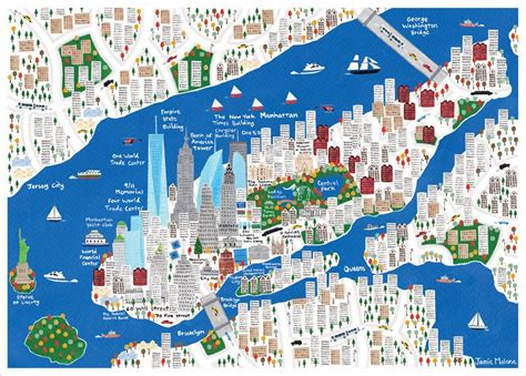 New York City Map Illustration for Kids | Jamie Malone | New york city map, Map of new york ...