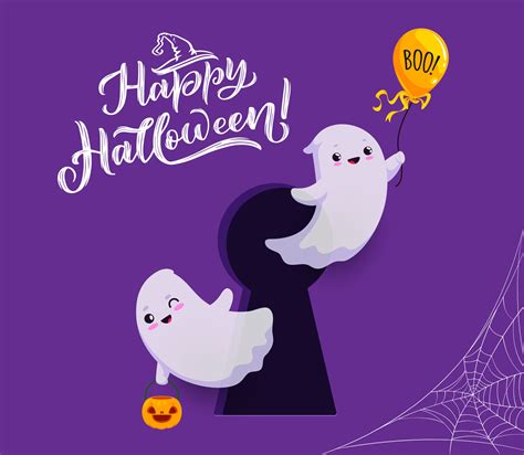 Halloween cute flying kawaii ghosts in keyhole 29694231 Vector Art at Vecteezy