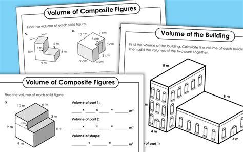 Volume Composite Shapes Worksheets