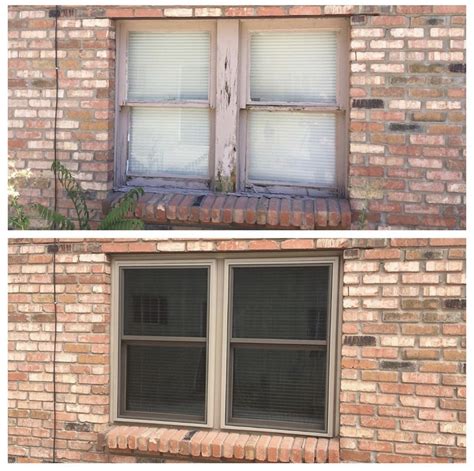 Before & After shot of single hung window installation - Accent Southwest Windows & Doors