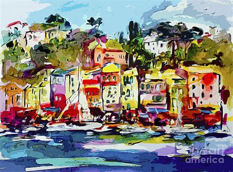 Portofino Modern Art Italy Painting by Ginette Callaway