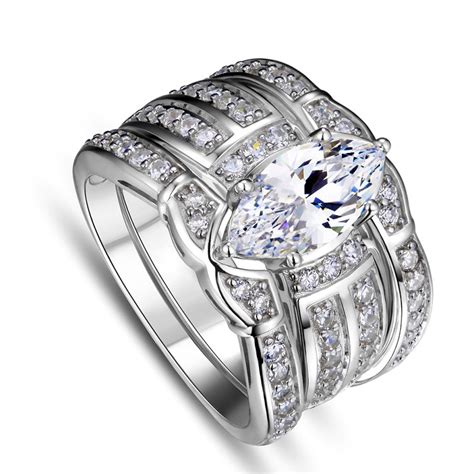 European and American atmospheric S925 silver inlaid rhodium-plated ...